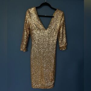 Sequin deep V  dress